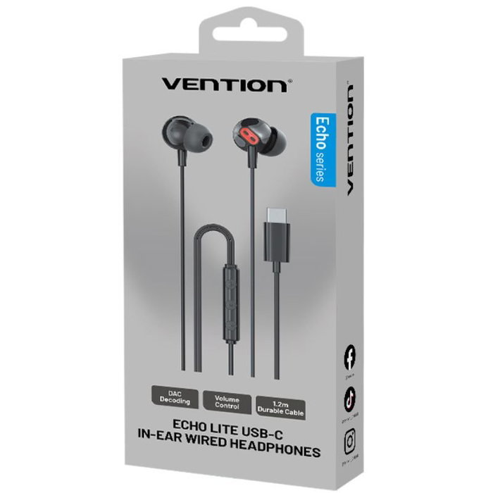 Vention Auriculares Echo Lite USB-C In-Ear Negros Vention Auriculares Echo Lite USB-C In-Ear Negros